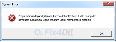 ActionCenterCPL.dll tidak ada