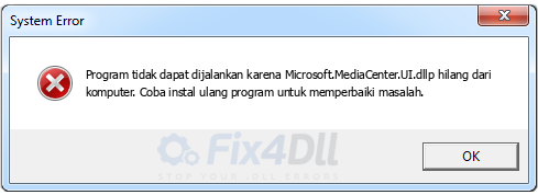 Microsoft.MediaCenter.UI.dll tidak ada