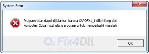 XAPOFX1_1.dll tidak ada
