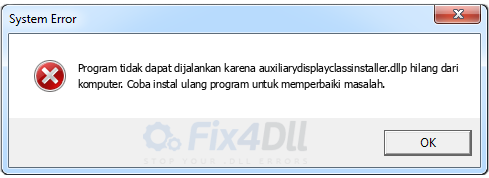 auxiliarydisplayclassinstaller.dll tidak ada