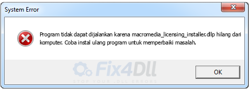 macromedia_licensing_installer.dll tidak ada